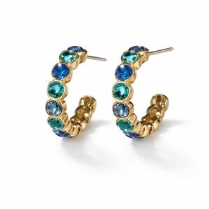⚜️ Elegant Gold and Blue Hoop Earrings